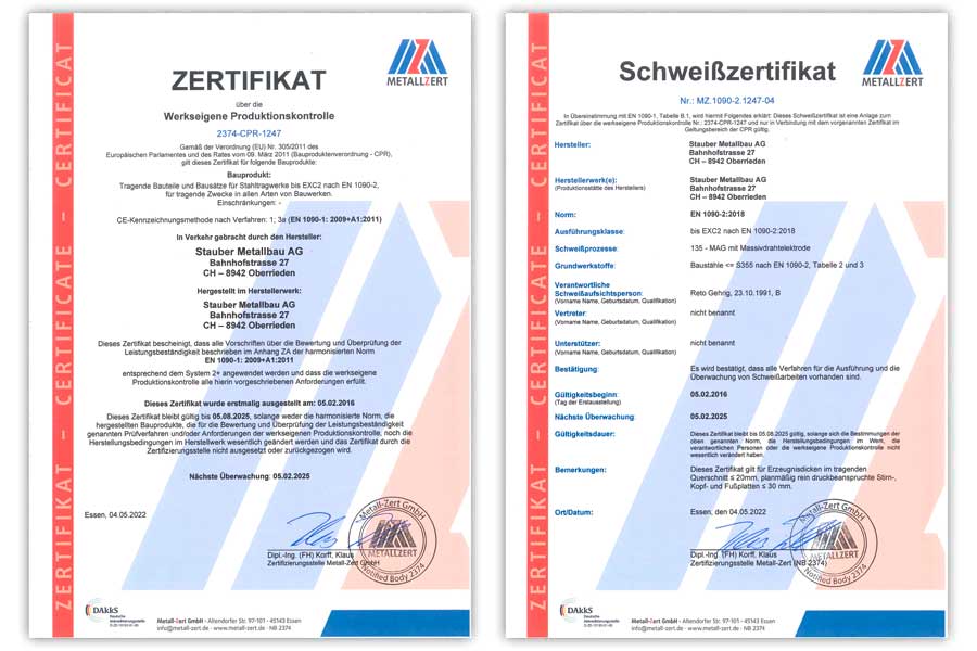 Stauber-Metallbau-QS-Zertifikate-EN1090-1-EN1090-2